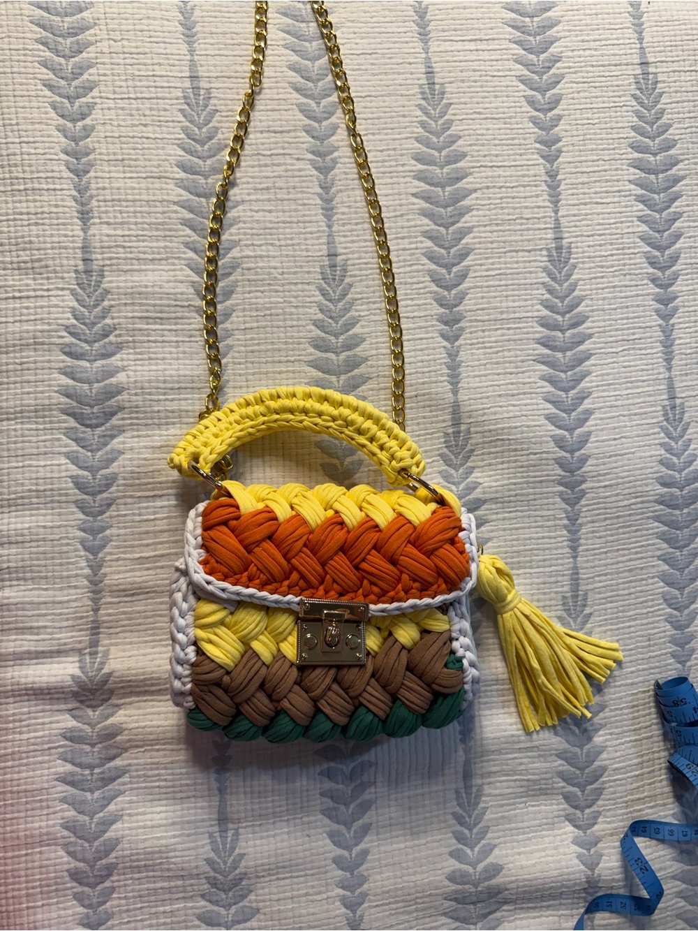 Handwoven Multicolor Mini Shoulder Bag with Tassel